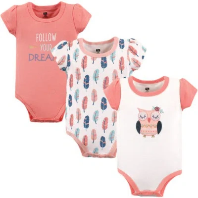 Hudson Baby Triple Pack Of Soft Cotton Bodysuits In Pink