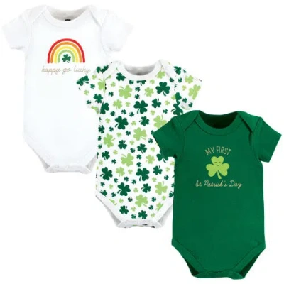 Hudson Baby Triple Pack Of Soft Cotton Bodysuits In Green