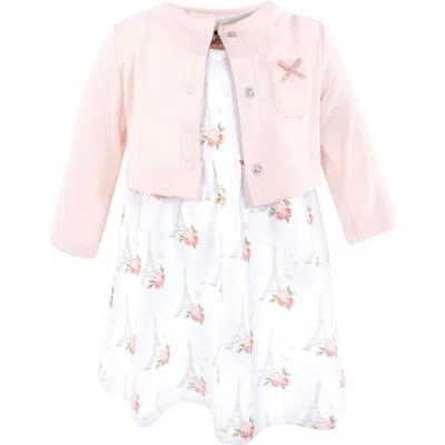 Hudson Baby Two-piece Cotton Dress And Knit Cardigan Set In Multi
