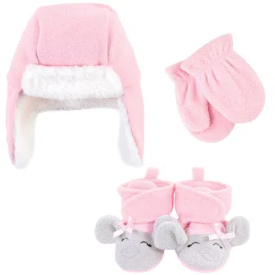 Hudson Baby Winter Adventure 3pk Trapper Hat, Mittens & Bootiesslipper Sock(baby) In Multi