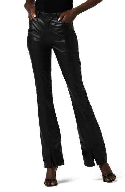 Hudson Barbara High Waist Slit Hem Bootcut Faux Leather Pants In Black