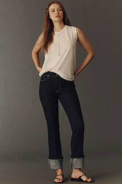 Hudson Barbara Low-rise Cuffed Wide-leg Jeans In Blue