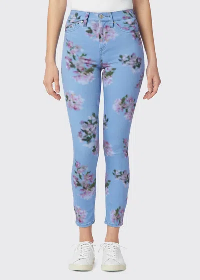 Hudson Barbara Skinny Ankle Jeans In Blurred Floral In Blue