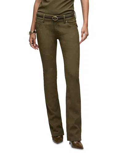 Hudson Beth Faux Suede Low Rise Baby Bootcut Jeans In Washed Green In Red