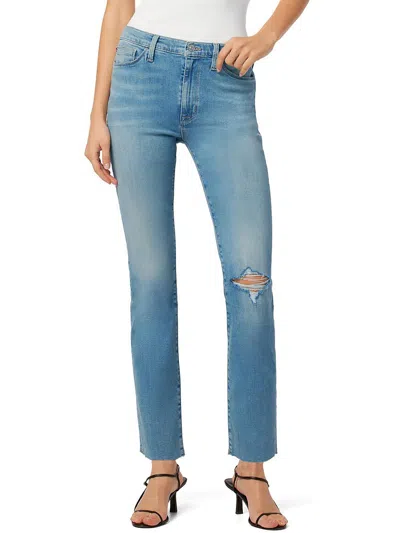 Hudson Blair Womens High-rise Straight Leg Cropped Jeans In Blue