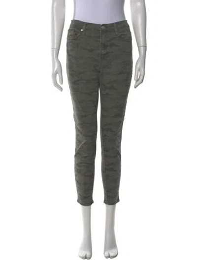 Pre-owned Hudson Camouflage Print Skinny Leg Pants In Green