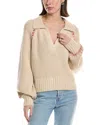 Hudson Jeans Collared Wool-blend Pullover In White