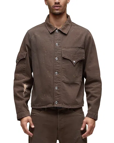 Hudson Jeans Flap Cotton Shirt Jacket In Brown