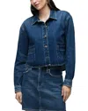Hudson Cropped Boxy Button Front Denim Shirt Jacket In Rain On Me