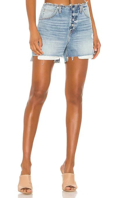 Hudson Distressed In Ritual Wash Sloane Step Hem Shorts In Ritual Blue In Multi
