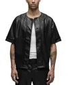 Hudson Jeans Faux Leather Baseball Jersey In Black