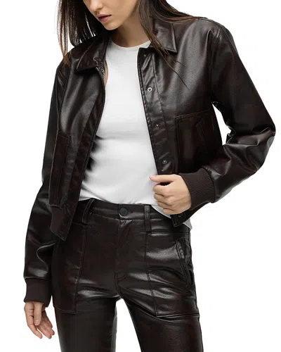 Hudson Faux Leather Bomber Jacket In Brown