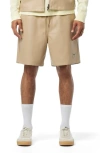 Hudson Men's Vegan Leather Drawstring Shorts In Sandy