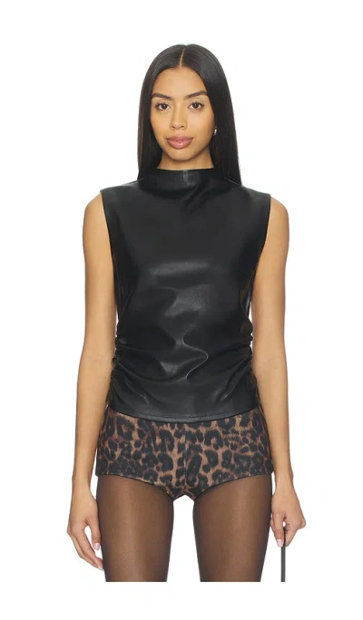 Hudson Faux Leather Top In Black