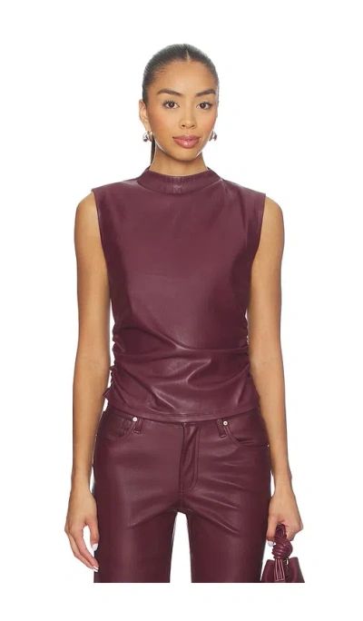 Hudson Faux Leather Top In Pink