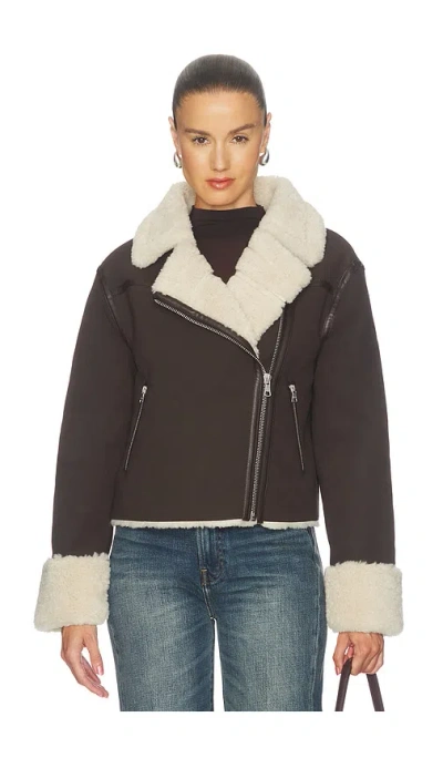Hudson Faux Suede Shearling Jacket In Black