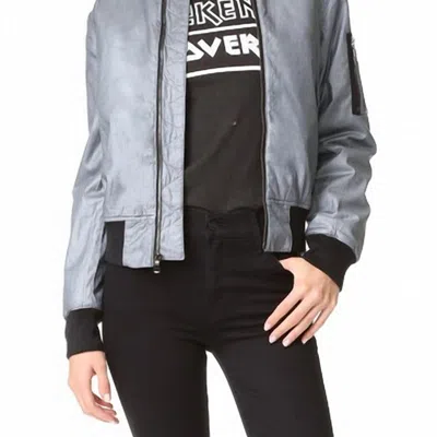 Hudson Gene Metallic Puffy Bomber Jacket In Dusted Silver In Grey