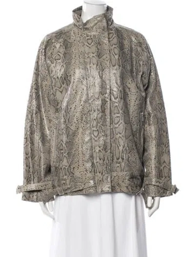 Pre-owned Hudson Goat Leather Animal Print Jacket In Neutral