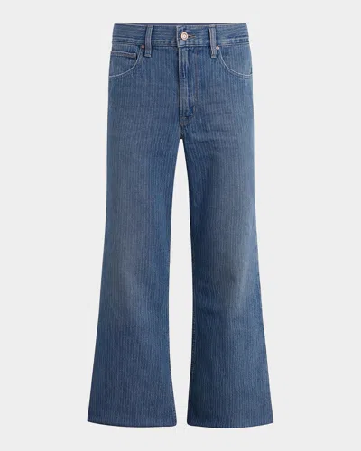 Hudson Hendrix Pinstripe-denim Flared Wide-leg Jeans In Blue