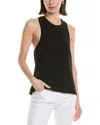 Hudson Jeans High Neck Twist Back Woven Tank In Black