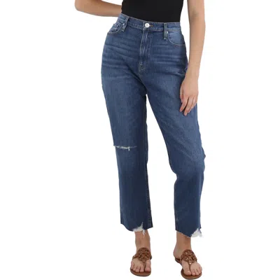 Hudson Holly Womens Raw Hem Denim Straight Leg Jeans In Blue