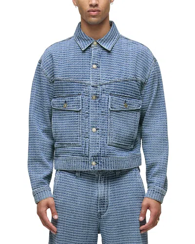 Hudson Jacquard Trucker Jacket In Blue