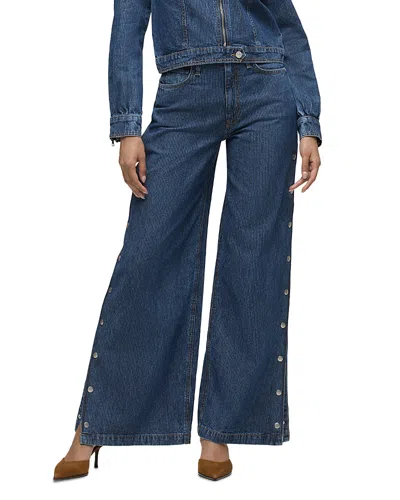 Hudson James High Rise Wide Leg Jeans In Bedford Cord In Blue