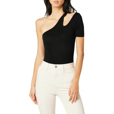 Hudson Jeans Asymmetric Cutout One-shoulder Bodysuit In Black