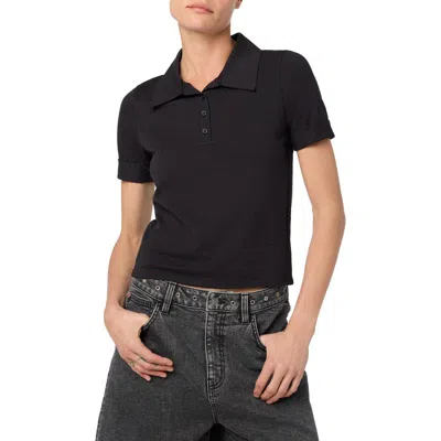 Hudson Jeans Boxy Crop Polo In Black
