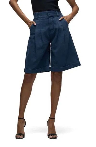 Hudson Jeans Brooks Linen-blend Moonlit Ocean Bermuda Short In Multi