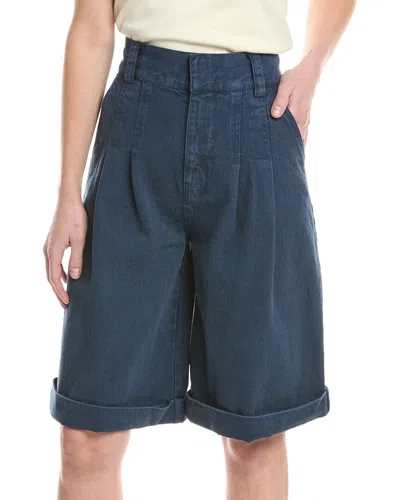 Hudson Jeans Brooks Linen-blend Moonlit Ocean Bermuda Short In Blue