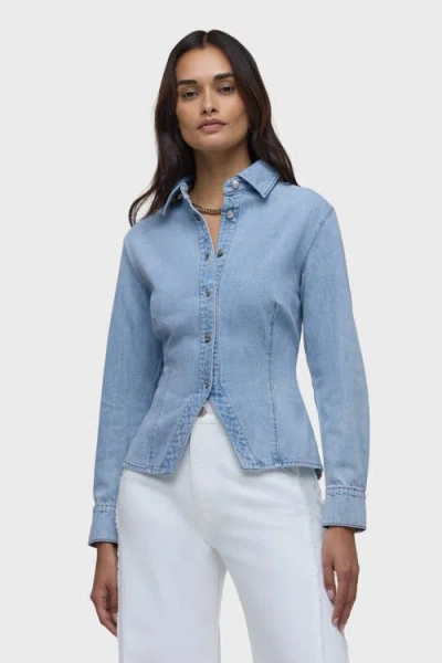 Hudson Jeans Button-up Long Sleeve In Blue
