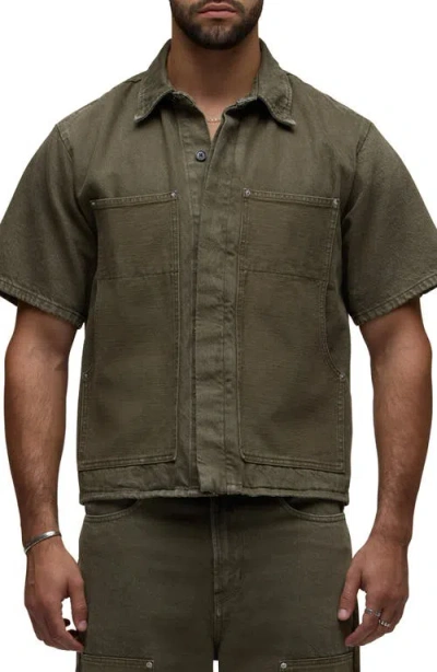 Hudson Jeans Carpenter Short Sleeve Shirt In Green