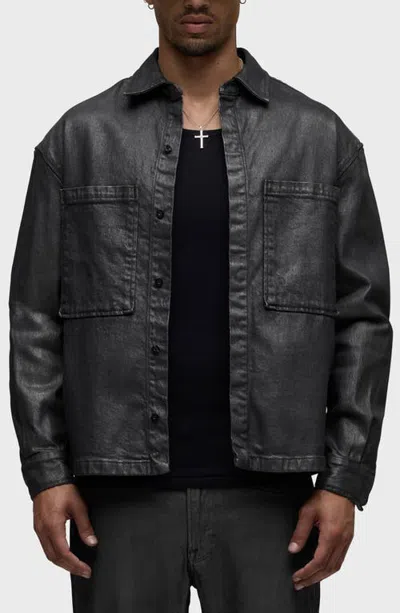Hudson Jeans Coated Cotton Overshirt In Coated Carbon
