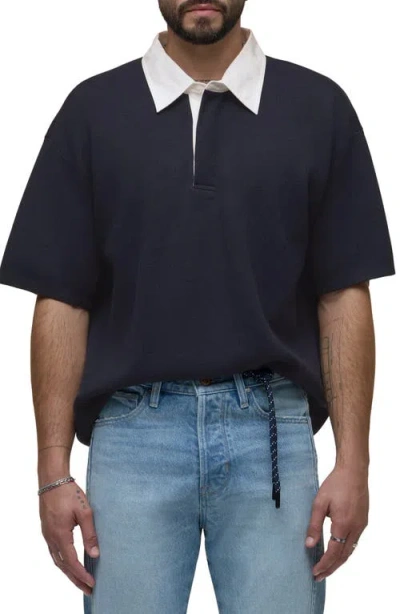 Hudson Contrast Collar Polo Shirt In Blue