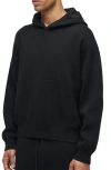 Hudson Cotton Cashmere Double Knit Hoodie In Black
