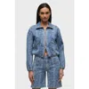 Hudson Jeans Cropped Zip Up Jacket In Blue