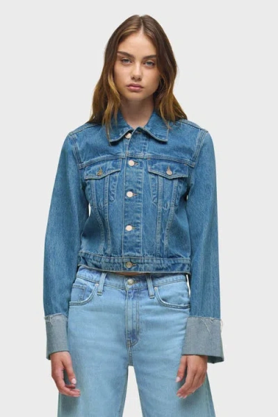HUDSON HUDSON JEANS CUFFED CROPPED DENIM JACKET