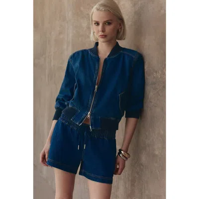 Hudson Jeans Denim Bomber Jacket In Blue