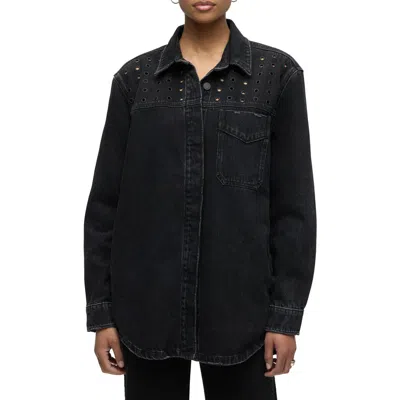 Hudson Jeans Denim Grommet Shacket In Black