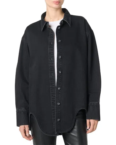 Hudson Jeans Denim Shirt With Hem Detail In Black