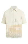 Hudson Jeans Desert Print Short Sleeve Denim Button-up Shirt In Natural Desert