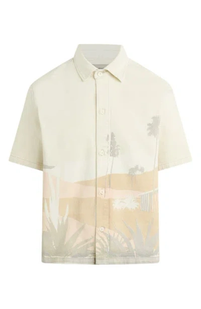 Hudson Jeans Desert Print Short Sleeve Denim Button-up Shirt In Natural Desert