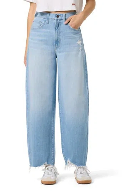 Hudson Jeans Distressed High Waist Barrel Leg Jeans In Blue