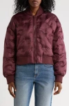 Hudson Jeans Embossed Quilted Bomber Jacket In Red