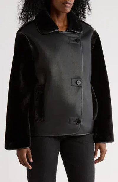 Hudson Jeans Faux Leather & Faux Shearling Jacket In Black