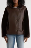 Hudson Jeans Faux Leather & Faux Shearling Jacket In Brown