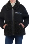 Hudson Jeans Faux Leather & Faux Shearling Zip-up Jacket In Black