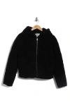 Hudson Jeans Faux Shearling Hooded Jacket In Black