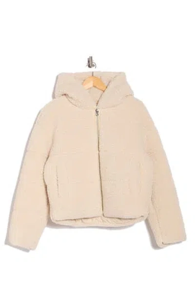 Hudson Jeans Faux Shearling Hooded Jacket In Brown